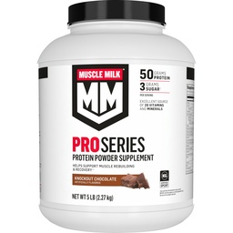 Muscle Milk Pro Series Proteïnepoeder Supplement, Knockout Chocolade, 5 Pond, 28 Servers, 50g Proteïne, 3g Suiker, 20 Vitaminen & Mineralen, NSF gecertificeerd voor Sport, Workout Herstel