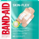 Band-Aid merk Skin-Flex lijm Bandages voor EHBO & Wound Care of Minor Cuts, Scrapes & Burns, Flexibele Steriele Bandages Geweldig voor Vingers, Handen & Knies, Assorted Sizes, 60 ct