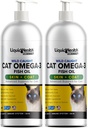 Liquid Health Huisdieren Wild Caught Omega 3 Visolie voor Katten - Liquid Omega 3 Supplement voor Katten met EPA+DPA+DHA - Verminder Jeuken, Ondersteuning Joint, Immuniteit, Hersenen, Hart Gezondheid - Made in the USA (2 Pack)