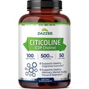 Zazzee Extra Strength Citicoline, 500 mg par portion, 100 capsules véganes, forme supérieure CDP Choline, 100% végétalien et pharmaceutique, approvisionnement de 50 jours, tout naturel et non-OGM