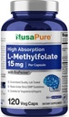 NusaPure L Methylfolaat 15mg, 120 Veggie Capsules, Bioperine