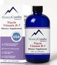HoneyCombs Vitamine B3 Niacin Supplement Liquid Drops - High Potency Vitamine B3 Liquid Drops for Men & Women - Maintain Digestive System, Skin, Tong, Energy and More - Vegan Niacin Drop (8 Fl oz)