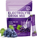Elektrolyten Poeder Pakjes - Suikervrij, natuurlijk smaak, 10 Electrolyte & vitamines Electrolyte Drink Mix - druivensmaken, Keto Vriendelijke, Veganistische, Niet-GMO, 18 Packets