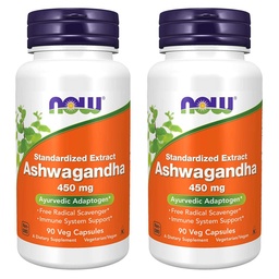 NOW Foods Ashwagandha Extract 450mg, 90VCaps (verpakking van 2)
