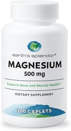 Splendor Bone & Muscle Magnesium Supplement voor mannen & vrouwen, Geen kunstmatige conservering of smaak, Ondersteunt bot & spier gezondheid, tarwevrij (500mg, 100 caplets)
