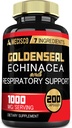 Goldenseal Root Capsule Organisch met Echinacea, Mullein Leaf, Plantain & More - 7 Premium Kruiden ondersteunt Immune System, Digestieve Gezondheid, Glad ademen en Lichaamsbeheer - 200 Capsules