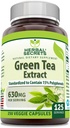 Secrets à base de plantes Extrait de thé vert 630 Mg par servage , Supplément de capsules de légumes , sans OGM , sans gluten , Fabriqué aux États-Unis (1 paquet, 250 comte)