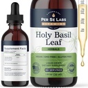 Biologische Holy Basil Leaf Liquid Drops 2 maanden aanbod - Immune Support, Brain & Focus Booster, Adaptogen