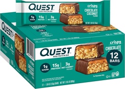 Quest Nutrition Crispy Chocolate Coconut Hero Proteine Bar, 15g Proteïne, 1g Suiker, 3g Net Carbs, Glutenvrije Proteïne Snack, Keto Vriendelijk, 12 Tellen