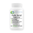 Foliumzuurfolaat 5mg (B9) Prenatale, Reproductieve Gezondheid, Homocysteïne, Metabolisme, Cardiovasculaire, Bot, Immuun Ondersteuning, Allergenen Vrij, Niet GGO - 100 Vegan Capsules