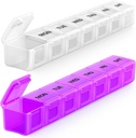 BUG HULL Weekly pil Organizer Groot 2 Packs, Extra Large Travel pil Organizers, Pill Box 7 Day, Travel Pill Case, Medicine pil Organizer voor Vitaminen, Supplementen en Medicatie (White+Purple)