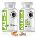 Intestinal Fortitude AI-5 & GLR-6 Digestief Health Supplement Bundle w/Glutamine, Kurkuma, Curcumine for Gut Health Capsule Supplement & Support Digestieve Gezondheid, Non-GMO, Dairy Free - 30-Day Supply