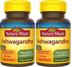 Nature Made Ashwagandha Capsules 125mg for Stress Support, 60 Capsules, 60 Day Supply (pack of 2)