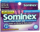 Sominex Nighttime Sleep-Aid met Difenhydramine HCl 25 mg, originele formule, 16 tabletten, (verpakking van 1)