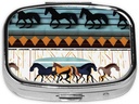 Pill Box, kleine pil geval voor portemonnee & Pocket, schattige geneeskunde Organisator Travel Pillbox, Portable Pill Container houder om vitamines te houden, medicijnen, visolie en supplementen, paarden strepen patroon