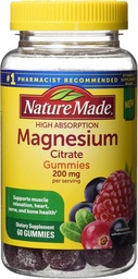 Nature Made High Absorptie Magnesium Citrate 200mg Gummies, 60 Telling, Mixed Berry, 60 Telling (Pack of 12)