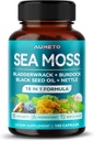 Premium Sea Moss Supplement met Black Seed Oil, Ashwagandha, Bladderwrack, Brandnetel- Geavanceerde 18-in-1 Formule voor Immunity Boosting, Mineral-Rich - Made in The USA (150 Count (Pack of 1))