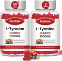 L Tyrosine Gummies 1000mg, L-Theanine Supplement Gummy 200mg, Suikervrije L-Tyrosine met vitamine B6 energiesupplementen voor volwassenen en kinderen - Ondersteuning Mood Focus Gummies, Brain Geheugen,120 Tellen