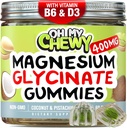 Gommies glycinées de magnésium au centre 400MG - Absorption élevée pour les enfants, les adolescents et les adultes - Supplément pour le sommeil, le calme et la relaxation musculaire avec B6 & D3 - Sans gluten et respectueux des végétaux - 60 Compte