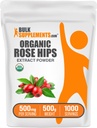 BulkSupplements.com Poudre d'extrait de rosée biologique - supplément de rosée HIPS, poudre de rosée - supplément à base de plantes, source d'antioxydants - sans gluten, 500mg par portion, 500g (1,1 lb) (paquet de 1)