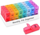 GREENCYCLE Monthly Pill Organizer 2 Times a Day, 30 Days Pill Box AM PM, 4 Week Pill Cases, One Month Pill Medicine Container Small Separate Compartments to Hold Vitamins, Fish Oil, Supplements