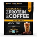 Café à haute teneur en protéines - Iced Café Mocha, 20g Protéines de fer à l'herbe Isolation, énergie et entraînement Boost, 2 tirs Espresso biologique, non-OGM, 2 Net Carb, 1 Lb sac, 15 portions