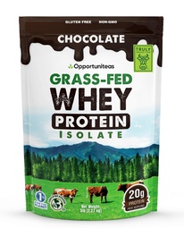 Opportuniteas Grass Fed Chocolate Wei Proteine Isolaat Poeder - 20g Proteïnepoeder zonder kunstmatige zoetstoffen, Hormone-vrije koeien, Niet GGO - 5lb