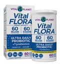 Vital Planet - Vital Flora Ultra Daily Probiotic 60 Miljard CFU, 60 Diverse Strains, 7 Biologische Prebiotica, Immune Support, Digestief Health Plank Stabiele Probiotica voor vrouwen en mannen 60 Capsules