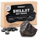 Pure Himalayan Shilajit Dry Drops, 100% Pure Natural Shilajit, Grade A, Max Potency 85+ Clean Trace Minerals & Fulvic Acid pour l'énergie, le métabolisme et le supplément de soutien immunitaire pour les hommes et les femmes (120 onglets)