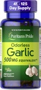 Puritan's Pride Premium Odorless Knoflook Fresh 500mg, Traditioneel Dieetsupplement voor de gezondheid van het hart en Circulatie Ondersteuning met Antioxidant Eigenschappen, 250 Rapid Release Softgels