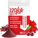 120LIFE Blood Pressure Support, Natural Beet Root Powder Drink Mix met Granaatappelpoeder, Cranberry Supplement, Tart Cherry, Hibiscus en Magnesium (28 Servings) - Gluten-Free, Veganistisch
