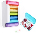 Pill Dispensers 7 Piece Set Pill Organizer 6 Times a Day Weekly Pill Case Pill Dispensers with Labels Travel Pill Dispenser 7 Day 42 Copartments for Medication Vitamin Fish Oil Supplements