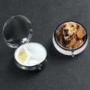 Ronde pil Box 3 Compartiment pil Box pil bevat pilbox geval voor reizen kleine pil geval Golden Retriever pil Organizer voor vitaminen Fish Oil Box supplement doos