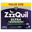 ZzzQuil ULTRA, Aide au sommeil, Doxylamine Succinate 25mg, Aide au sommeil pour les adultes, Aide au sommeil de nuit, 48 comprimés