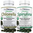 BioOptimal Chlorella Spiruline - Bundle - Tablettes de Chorella Biologique et Tablettes de Spiruline Biologique, 120 Comptez chacune, Qualité Premium 4 Certifications biologiques