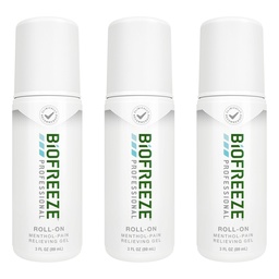Biofreeze Professional Pain Relief Roll on for Knie, Neck, Hip, Joint, & Schouders, Simple Backache Pain Reliever, Sore Muscle Relief, Roll-On Menthol Gel 3 Fl Oz (pack of 3)