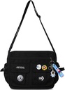 Fashion Crossbody Bag met leuke accessoires Nylon Casual Messenger Bag met hanger Lichtgewicht handtas Travel Daypacks (zwart)