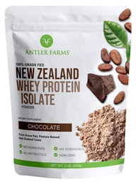 Antler Farms - 100% Gras Fed Nieuw-Zeeland Wei Proteïne Isolaat, Chocolade smaak, 2 lbs - puur en schoon, 4 ingrediënten, Heerlijk, koud verwerkt