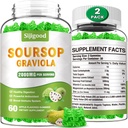 2 Pack Soursop Graviola Gummies - Biologische Soursop Leaves & Fruit Extract - Digestieve hulp, Immune Support & Antioxidant Eigenschappen - 120 Apple Flavored Gummies