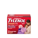 Tylenol Kauwtabletten voor kinderen met 160 mg acetaataminofen, pijnreliver en koortsreducer voor koude en griepsymptomen van kinderen, hoofdpijn, pijnlijke keel- en tandpijn, aspirinevrij, druivensmaak, 24 st.
