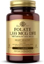 Solgar Folate 1,333 mcg DFE, 100 comprimés - 800 mcg Bio-Active Métafoline - Santé du coeur - Non-OGM, végétalien, sans gluten, sans lait, sans casher - 100 portions