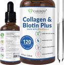 Collagène liquide et biotine liquide avec biopérine pour absorption améliorée - 10000mcg Collagène liquide et 5000mcg Biotine liquide - Collagène liquide pour les femmes -4 mois d'approvisionnement en biotine et suppléments de collagène