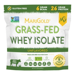 MariGold Grassfed Wei Isolaat Proteïne Poeder - Unflavored 2LB - Muscle Building & Recovery - 100% puur, koud verwerkt, micro gefilterd, niet-GMO, rBGH Vrij, sojavrij, glutenvrij, Lactosevrij