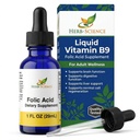 Vitamine liquide B9 Suppléments d'acide folique - VIT B gouttes pour le cerveau et la fonction digestive, soutien du foie - sans gluten, non-OGM, végétalien - Supplément nutritionnel pour les adultes - 1 fl. oz.
