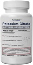 Superior Labs Kalium Citroen 100 mg, Pure Non-GMO Electrolyte Mineral, Additive-Free, Niersteen en pH-ondersteuning, Muscle Cramp Relief, Hart- en zenuwfunctie, Alkaliserende Balance, 120 Veg Caps
