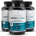 VITASEI Happy Flora, Probiotic Supplement 170 Miljard CFU voor een gezonde Gut Health met enzymen voor digestie, probiotica voor vrouwen en mannen, 3 fles - 180 capsules