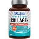 Multi Collageen Complex, Type I, II, III, 6-in-1 Super Collageen met vitamine C, Hyaluronzuur, Biotine, Kurkuma, Zwarte peper, Keto, 90 capsules