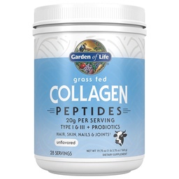 Garden of Life Grass Fed Collagen Peptides Powder Unflavored Collageen Powder for Women Heren Hair Skin Nails Joints, Hydrolyzed Collageen Protein Supplements, Collageen for Women & Men, 28 Servings