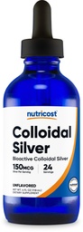 Nutricost Colloïdaal Zilver 4oz - Kobaltblauwe glazen flessen, Bio-Active Colloïdaal Zilver