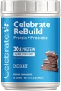 Vier vitamines Herbouw Proteïnepoeder met Probiotica & Prebiotica - 20g Wei Isolaat Proteïne, Hoge Vezel, voor post-Bariatrische Chirurgie Patiënten - Chocolade (15 porties)